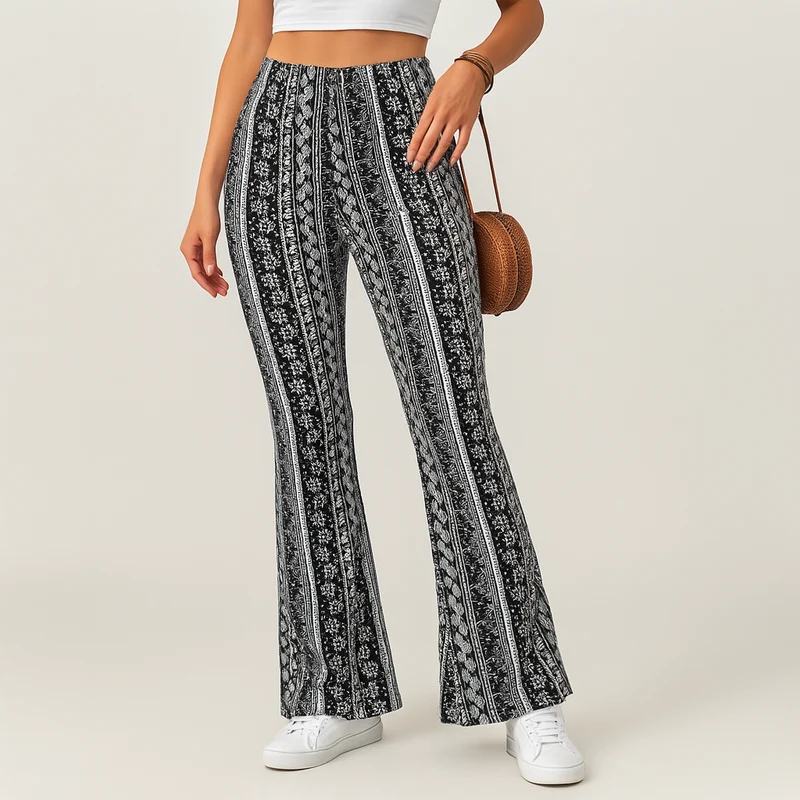 Chelsea – Boho-Schlaghose für Damen – Allover-Print, Slim Fit