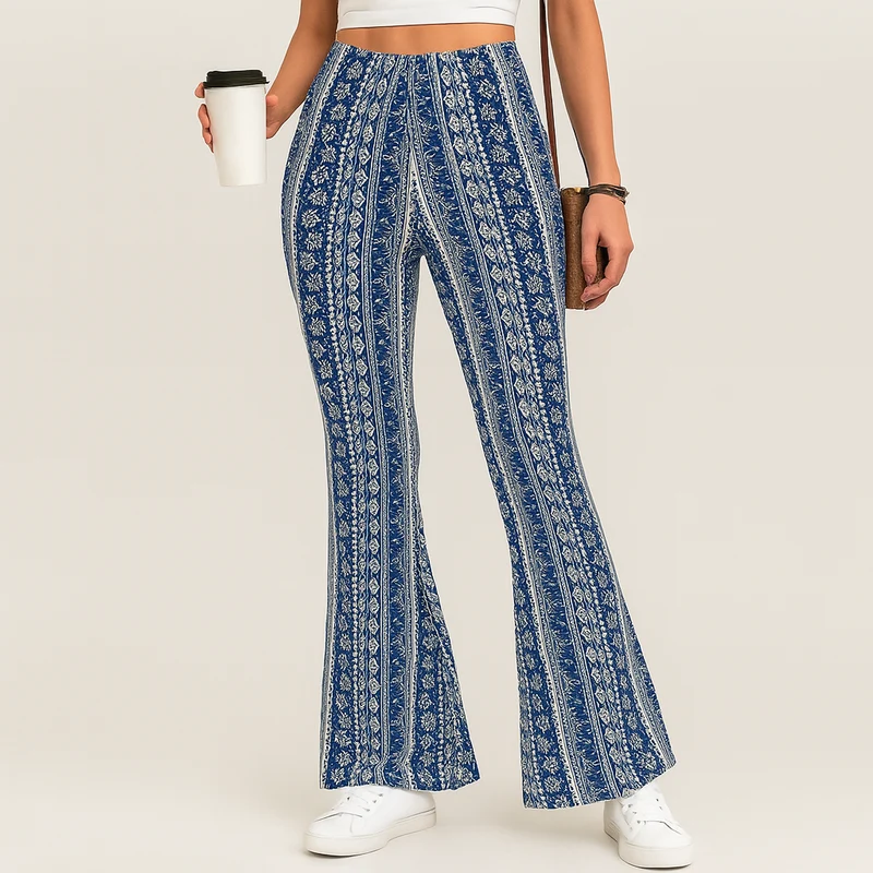 Chelsea – Boho-Schlaghose für Damen – Allover-Print, Slim Fit