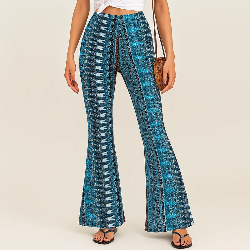 Chelsea – Boho-Schlaghose für Damen – Allover-Print, Slim Fit
