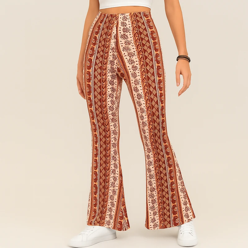 Chelsea – Boho-Schlaghose für Damen – Allover-Print, Slim Fit