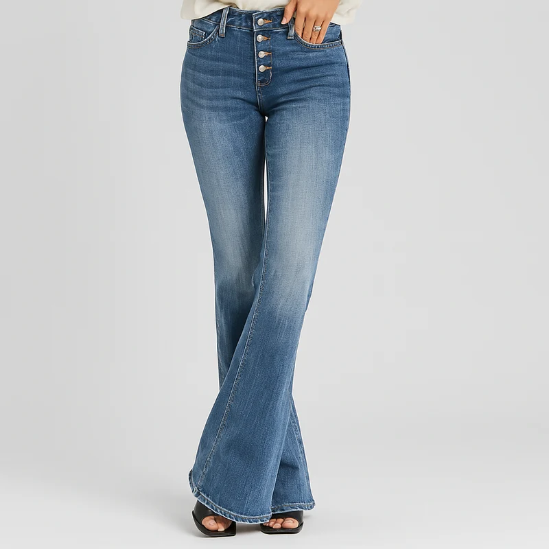 Olivia – Damen-Schlagjeans mit hohem Bund – Skinny Fit in Hellblau aus Stretch-Denim