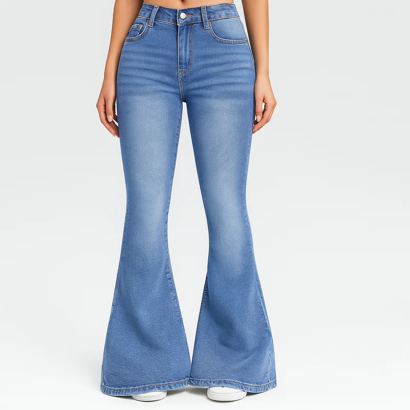 Noa – Damen-Schlagjeans mit hohem Bund – Skinny Fit, einfarbig, extra lang