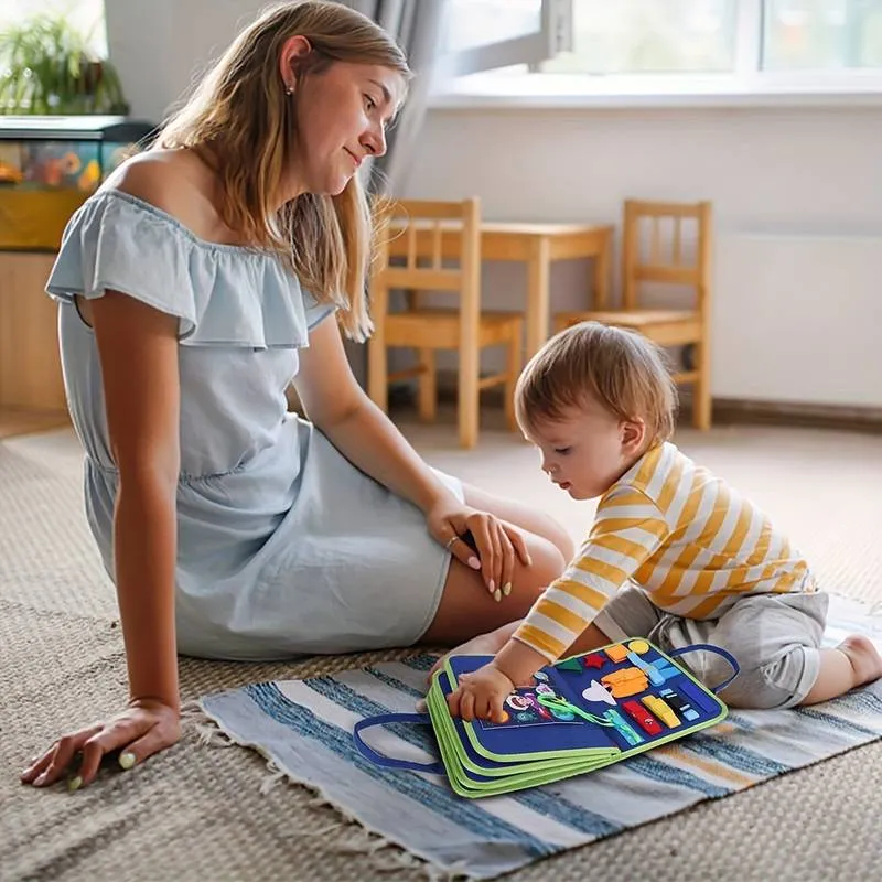 Fesselndes Montessori-Aktivitätsbuch für Kleinkinder – Fördere die Feinmotorik mit Schnürsenkeln, Druckknöpfen und Schnallen