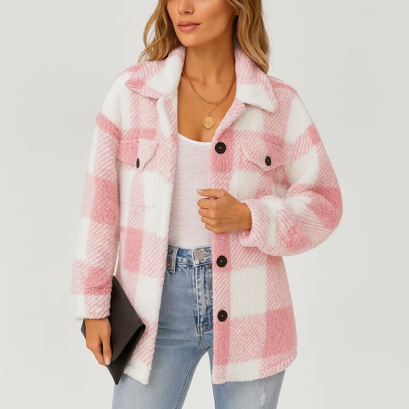 Pauline | Damen Plüsch Fleece Winterjacke