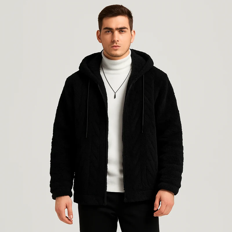 Calum | Einfarbige Fleecejacke mit Kapuze für Herren