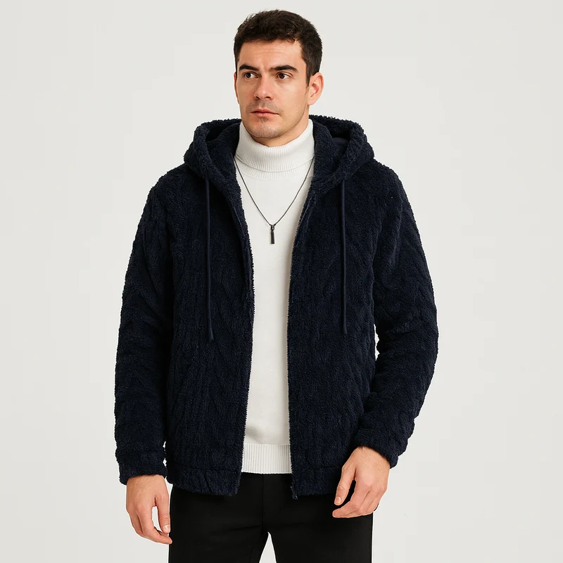 Calum | Einfarbige Fleecejacke mit Kapuze für Herren