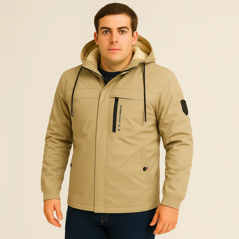 Arno | Herren Fleece-Winterjacke mit Kapuze