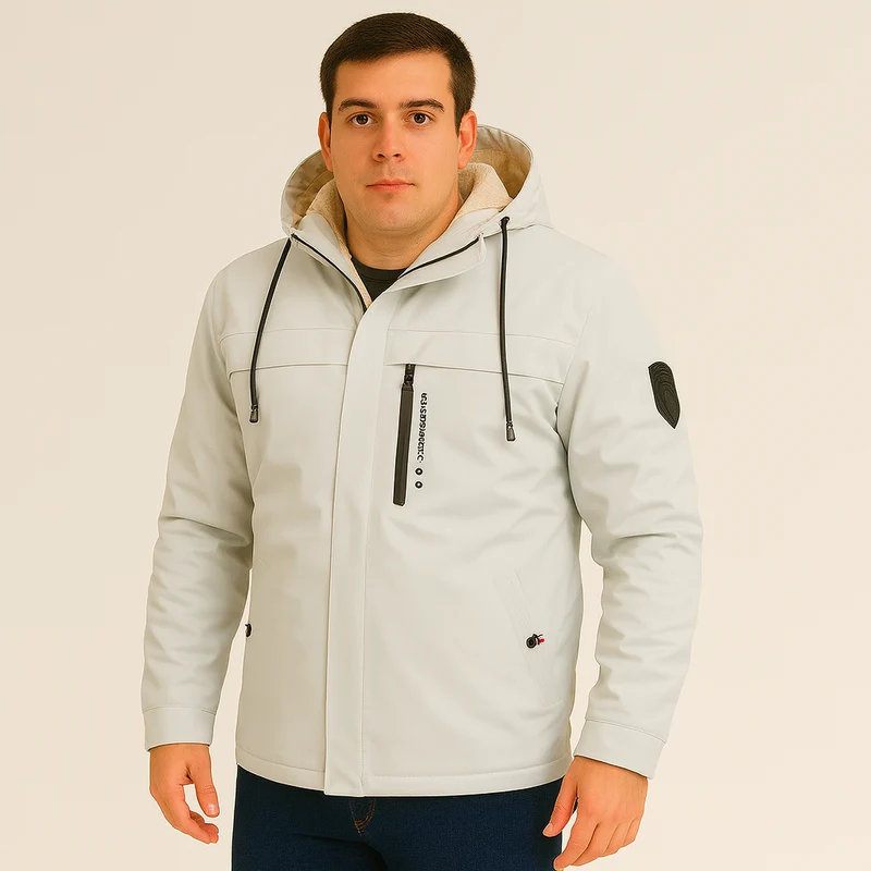 Arno | Herren Fleece-Winterjacke mit Kapuze