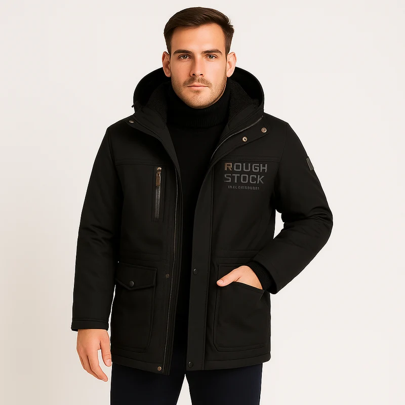 Friedrich | Herren Winter-Fleecejacke mit Kapuze und Reißverschluss