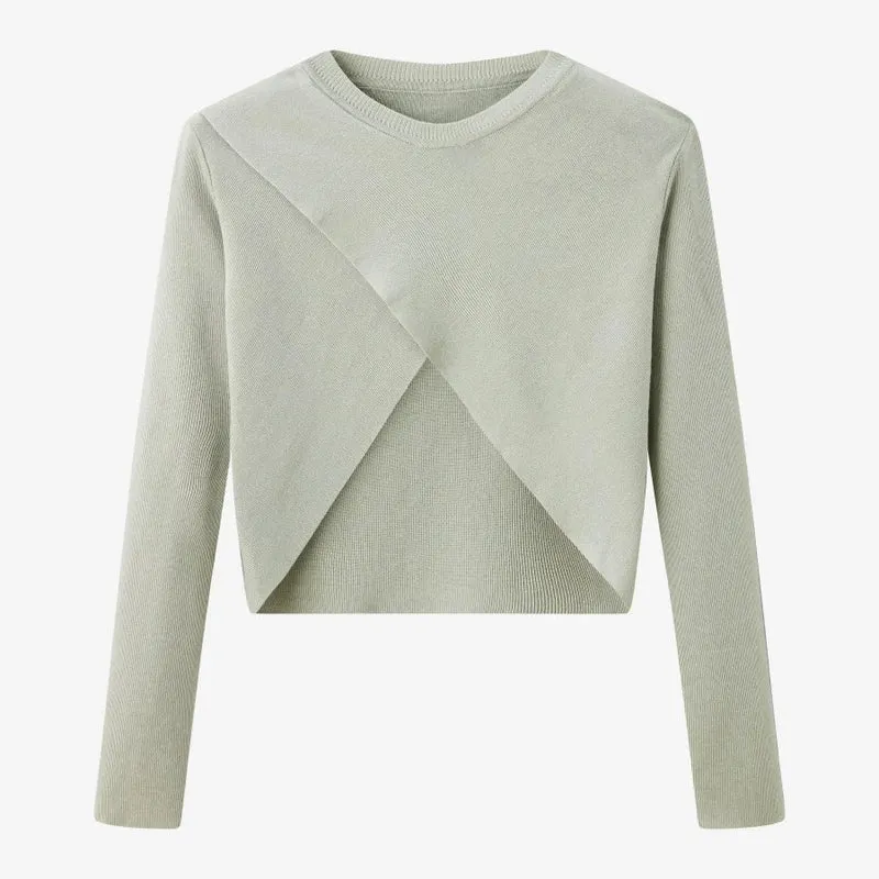 Elegantes Satinkleid - Stricktop-Kombinationsset