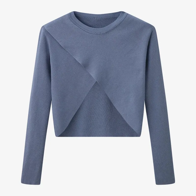 Elegantes Satinkleid - Stricktop-Kombinationsset