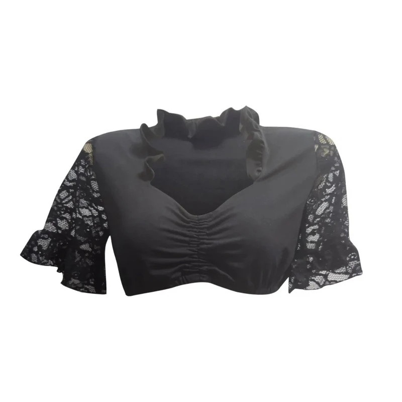 Sophia – Elegante Oktoberfest Bluse mit V Ausschnitt und kurzen Ärmeln