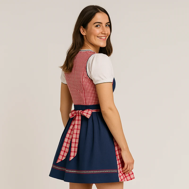 Damen Dirndl mit Karomuster – Bayerisches Trachtenkleid für Bierfest München
