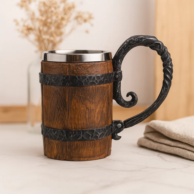 Vintage Bierkrug mit Edelstahl – Perfekt für Oktoberfest