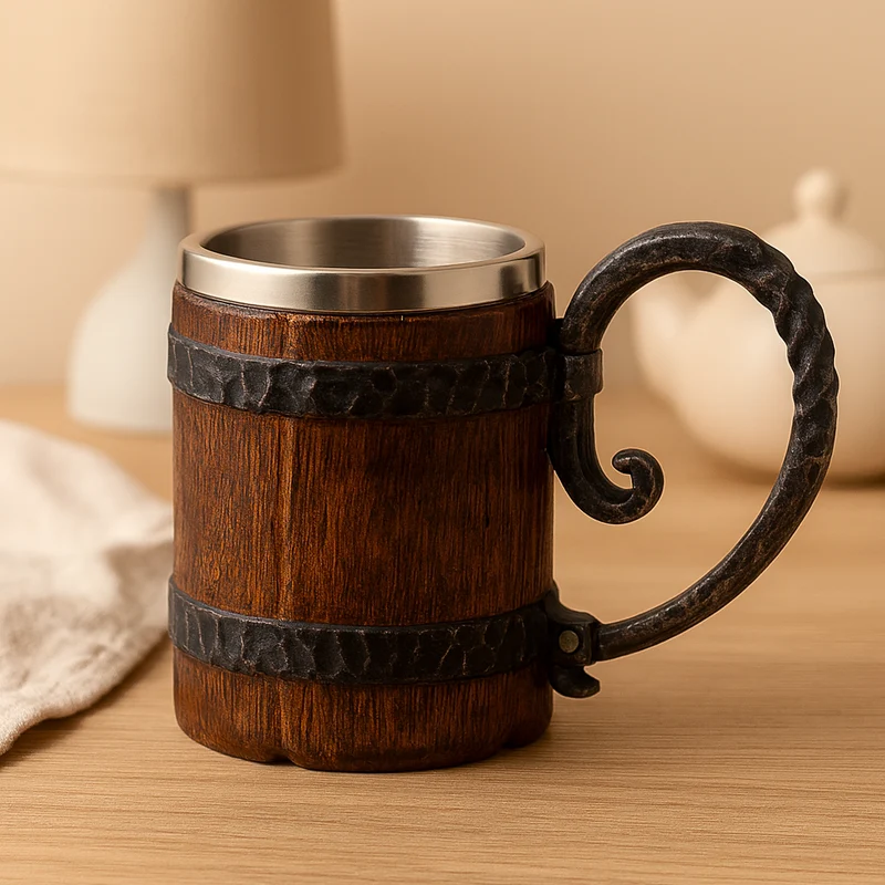 Vintage Bierkrug mit Edelstahl – Perfekt für Oktoberfest