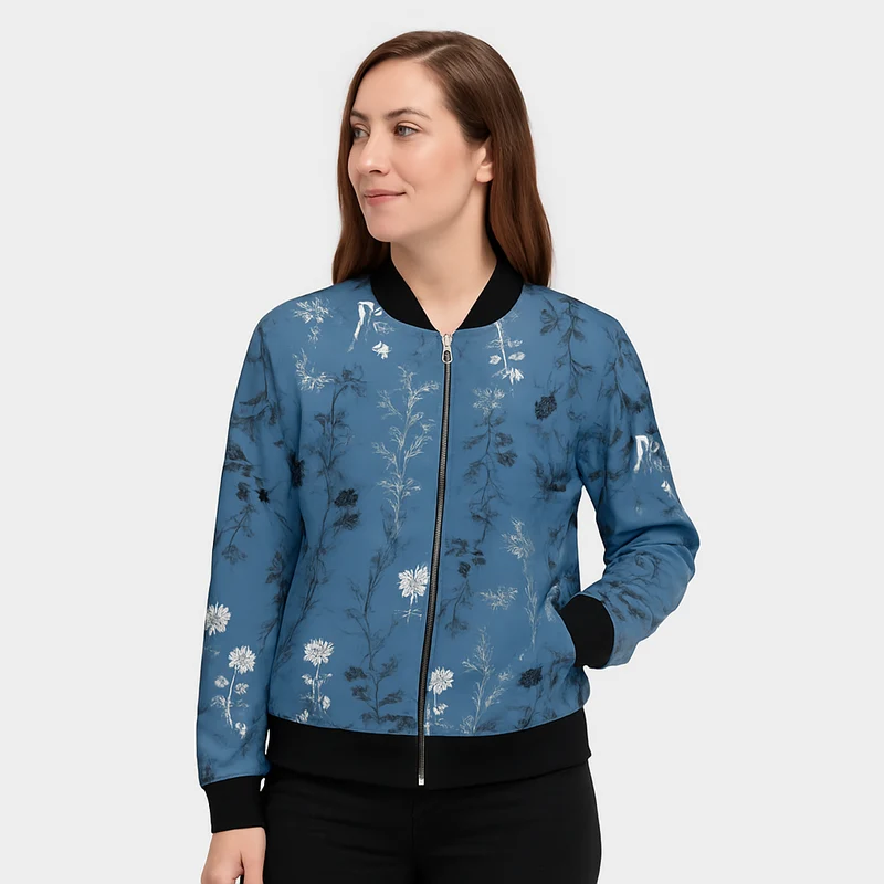 Blouson aviator mit Blumenmuster Clotilde – Leichte Damenjacke mit Druck