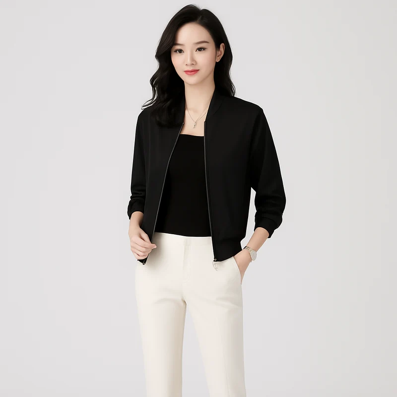 Fliegerblouson aus Satin für Damen – lockere Passform, Reißverschluss, Allwetterstil