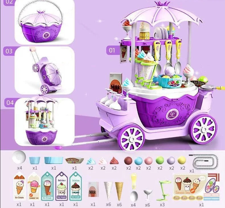 Deluxe Dessertwagen Spielzeug für Kinder – Set mit 69 Teilen für fantasievolles Spielen und imaginative Abenteuer