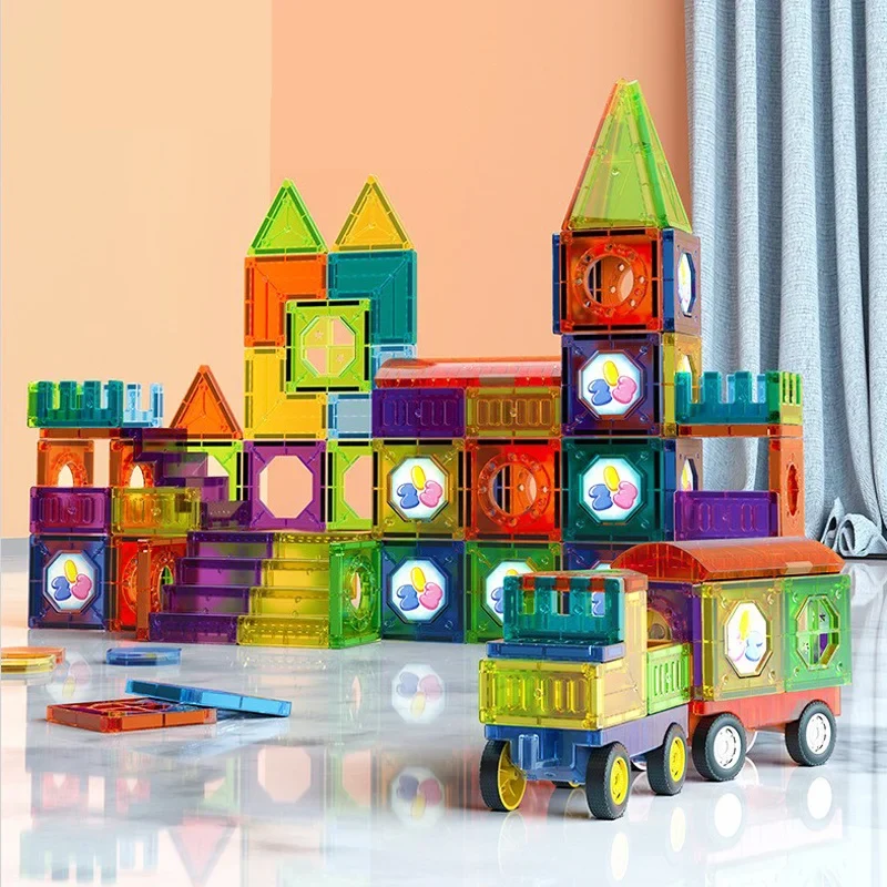 GlowTiles - Magnetisches leuchtendes Bauset – 69-teiliges STEM-Kreativitätsset für Kinder