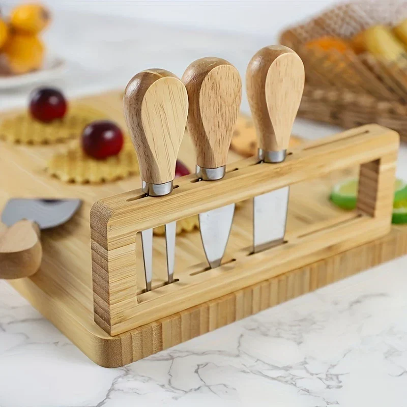 Holz-Käsebrett mit Messer und Gabel – Elegantes Servierbrett für Küche oder Esszimmer