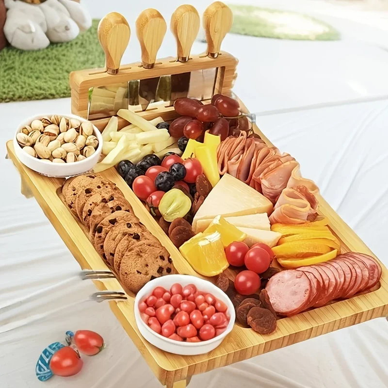 Holz-Käsebrett mit Messer und Gabel – Elegantes Servierbrett für Küche oder Esszimmer