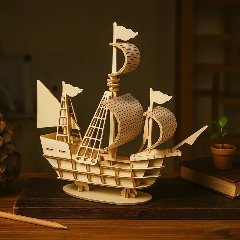 SailCraft 3D DIY-Holzsegelboot-Puzzle Modell – Dekorationssatz für Zuhause und Büro