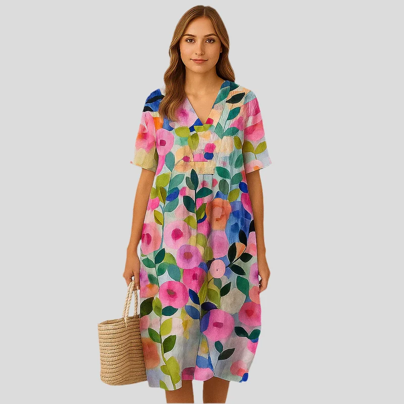 Elena Bloom Legeres Midi-Kleid – Blümchenleichtes Sommer-Eleganz-Kleid