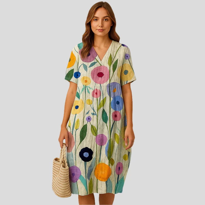 Elena Bloom Legeres Midi-Kleid – Blümchenleichtes Sommer-Eleganz-Kleid