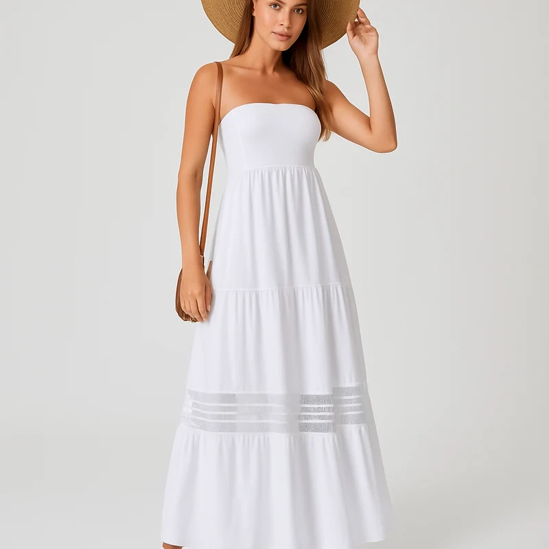 Luna trägerlose Sommer-Maxikleid mit elegantem Akzent