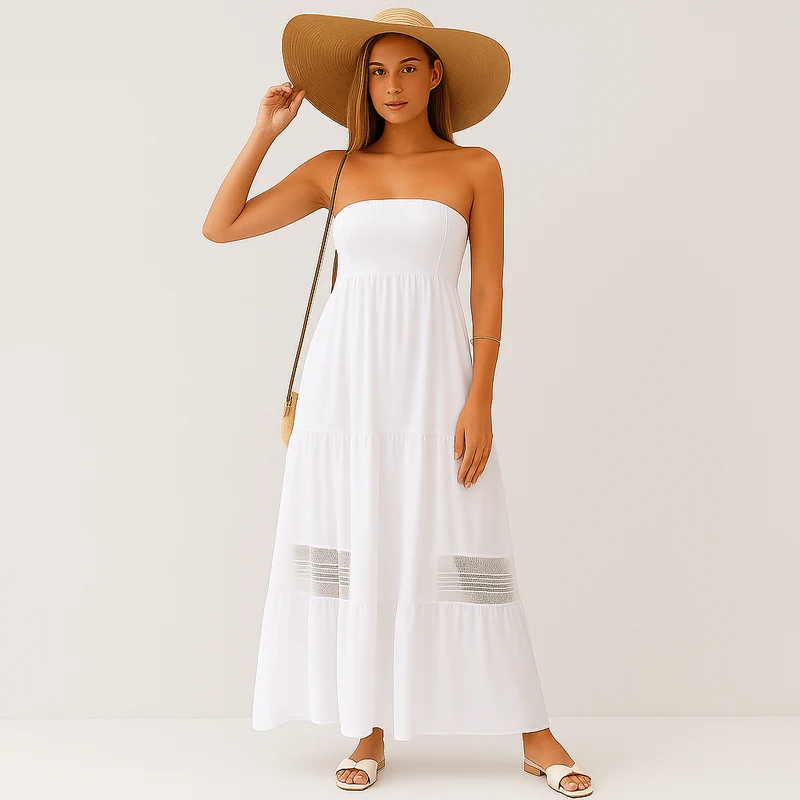 Luna trägerlose Sommer-Maxikleid mit elegantem Akzent