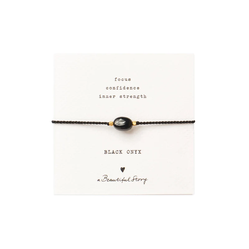 Gemstone Card zlatý náramek - Black Onyx