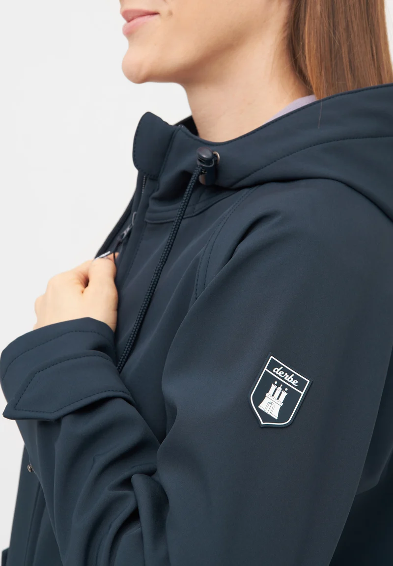 Derbe Regenjas Dames Softshell Friese Island Navy/ Lavendel Grijs