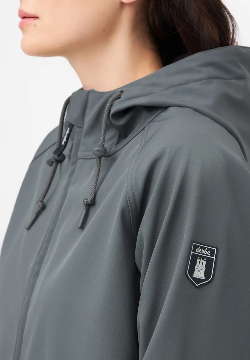 Derbe Regenjas Dames Softshell Friese Island Lava Smoke/ Grijs