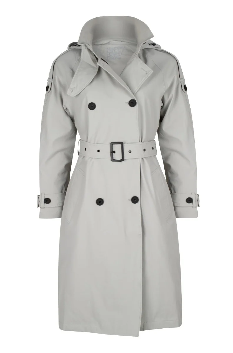 Happy Rainy Days Trenchcoat Lang Rits Dames Brooklyn Chalk *Laatste maten XXL en XXXL*