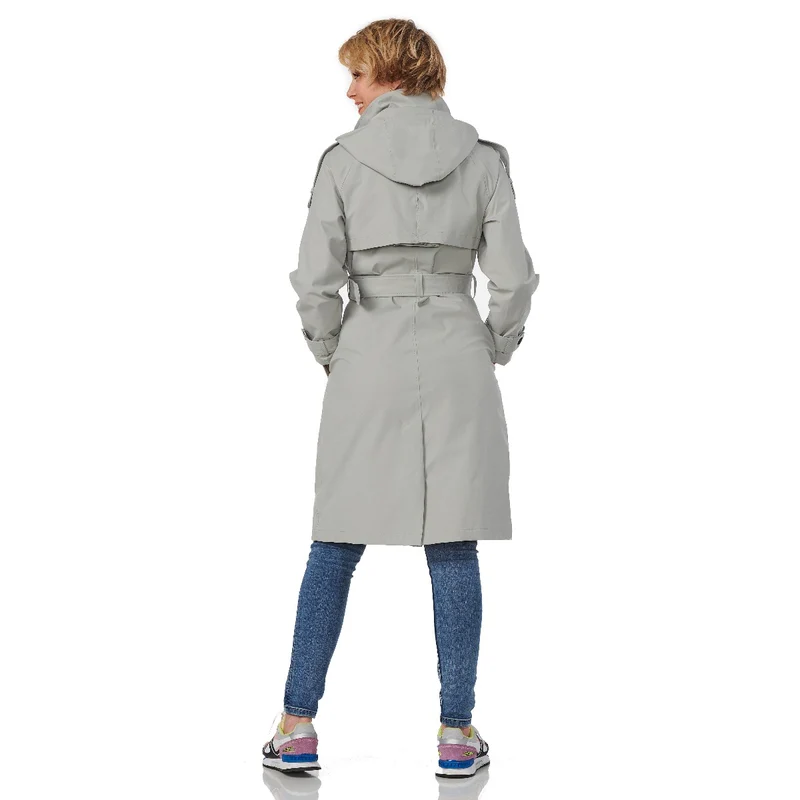 Happy Rainy Days Trenchcoat Lang Rits Dames Brooklyn Chalk *Laatste maten XXL en XXXL*