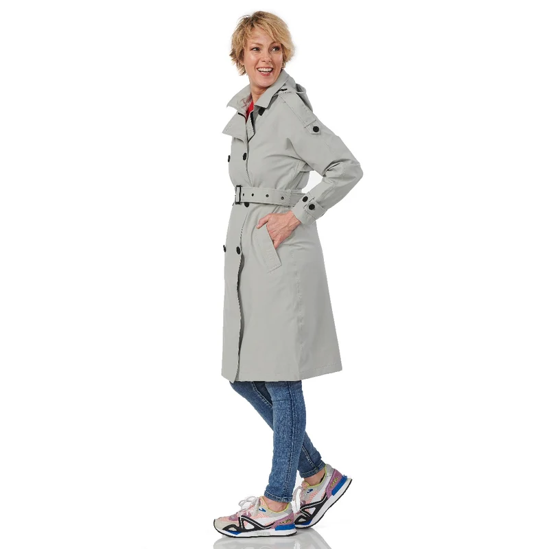 Happy Rainy Days Trenchcoat Lang Rits Dames Brooklyn Chalk *Laatste maten XXL en XXXL*