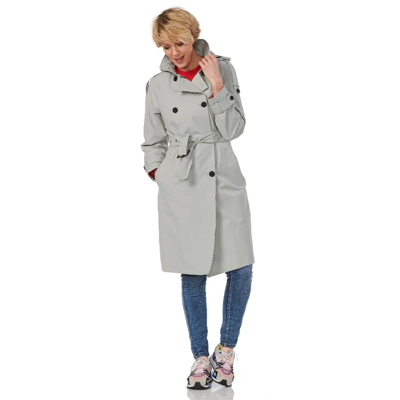 Happy Rainy Days Trenchcoat Lang Rits Dames Brooklyn Chalk *Laatste maten XXL en XXXL*