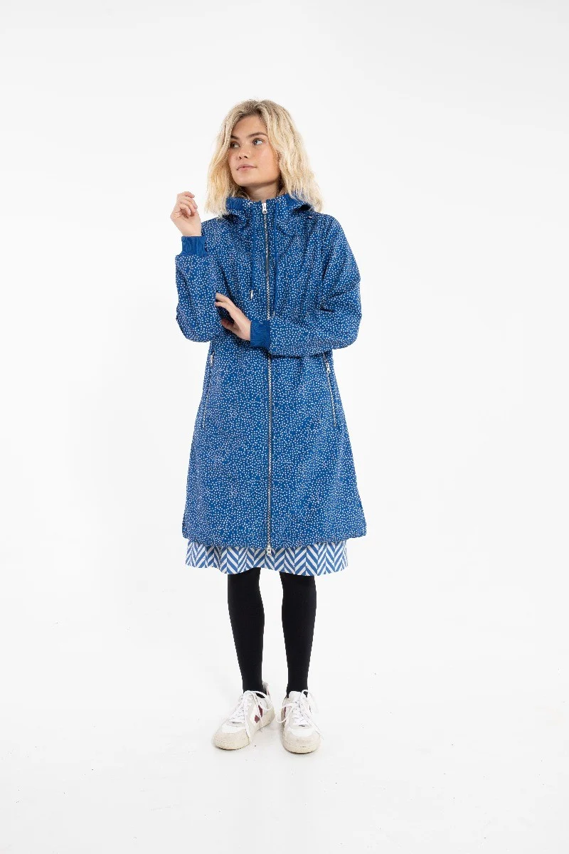 Danefae Sofshell Regenjas Dames Blauw Wit Stip Jane laatste maat XS