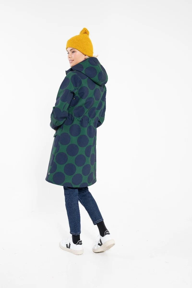 Danefae Softshell Regenjas Dames Groen Blauwe Stip Marianne Laatste maat XS