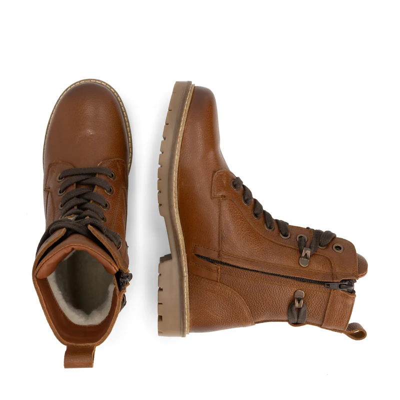 Kongsmark Damen - Schnürboots - Wolle gefüttert - Cognac