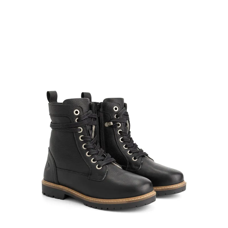 Kongsmark Damen - Schnürboots - Wolle gefüttert - Schwarz