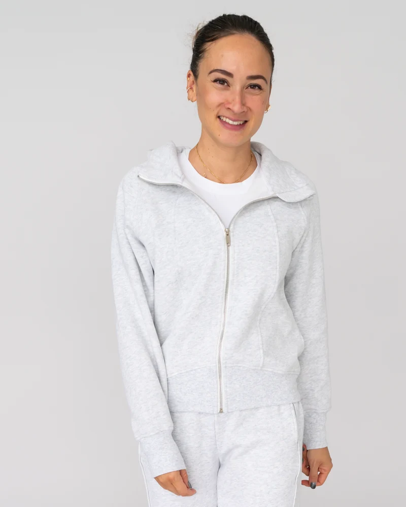 Cotton Cropped Zip Jacke