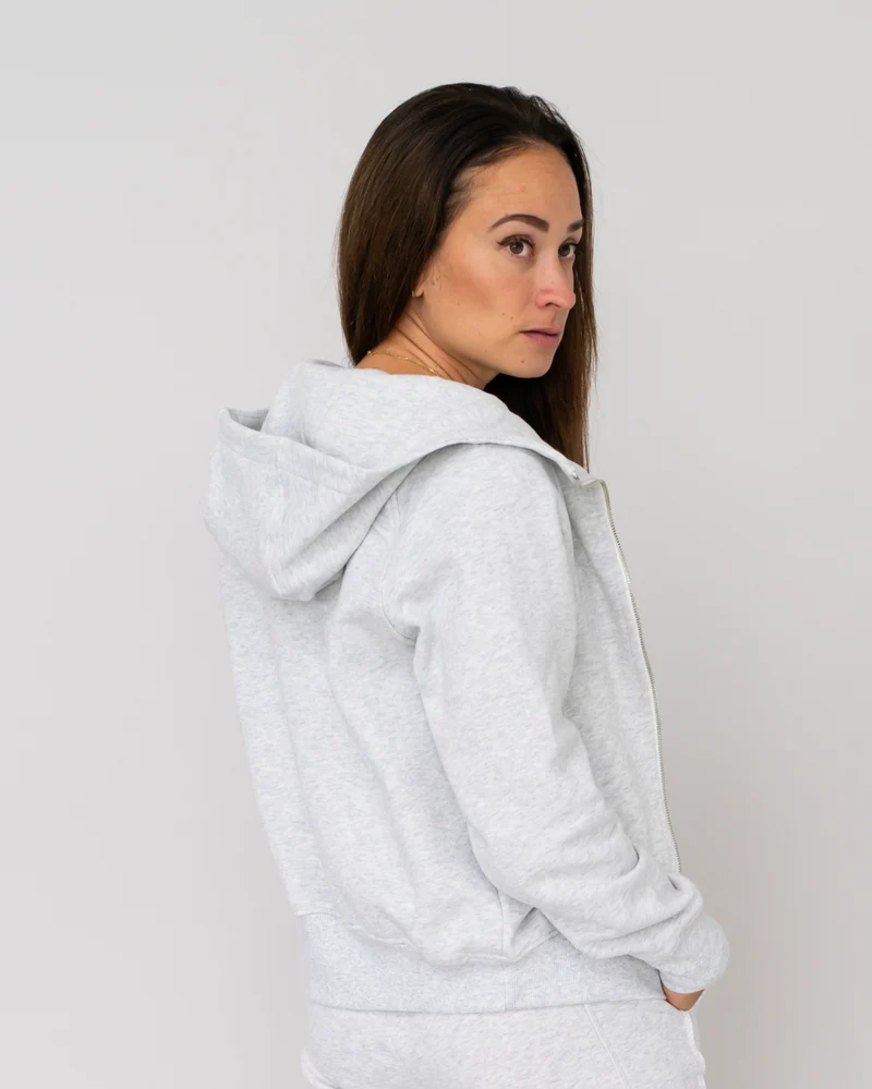 Cotton Cropped Zip Jacke