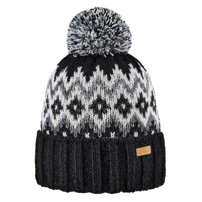 ARECO Unisex Pudelmütze Norweger Karo 7829 Bommelmütze Wintermütze