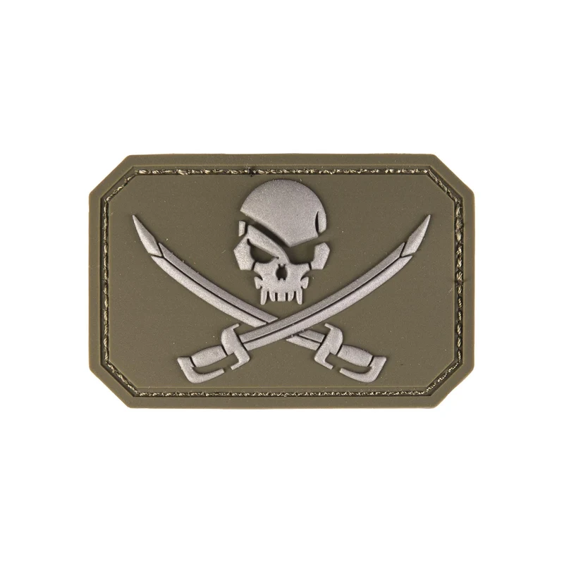 MIL-TEC® Rubber Patch 'SKULL W.SWORDS' oliv 3D PVC Klettabzeichen large