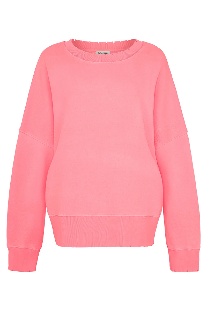 Sweater Distressed in neon coral
