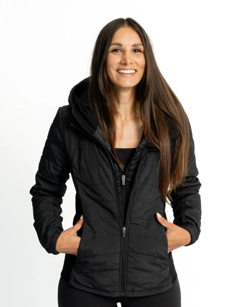 Double Zip Light Puffer Jacke (mit abnehmbarer Kapuze)