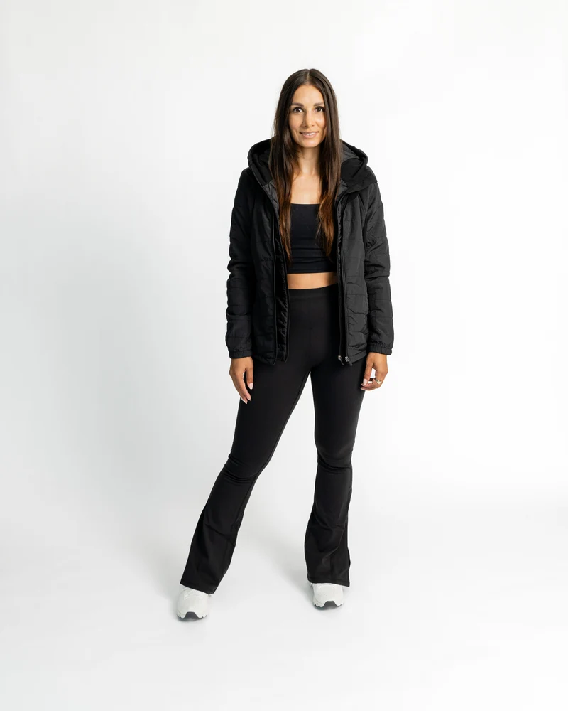 Double Zip Light Puffer Jacke (mit abnehmbarer Kapuze)