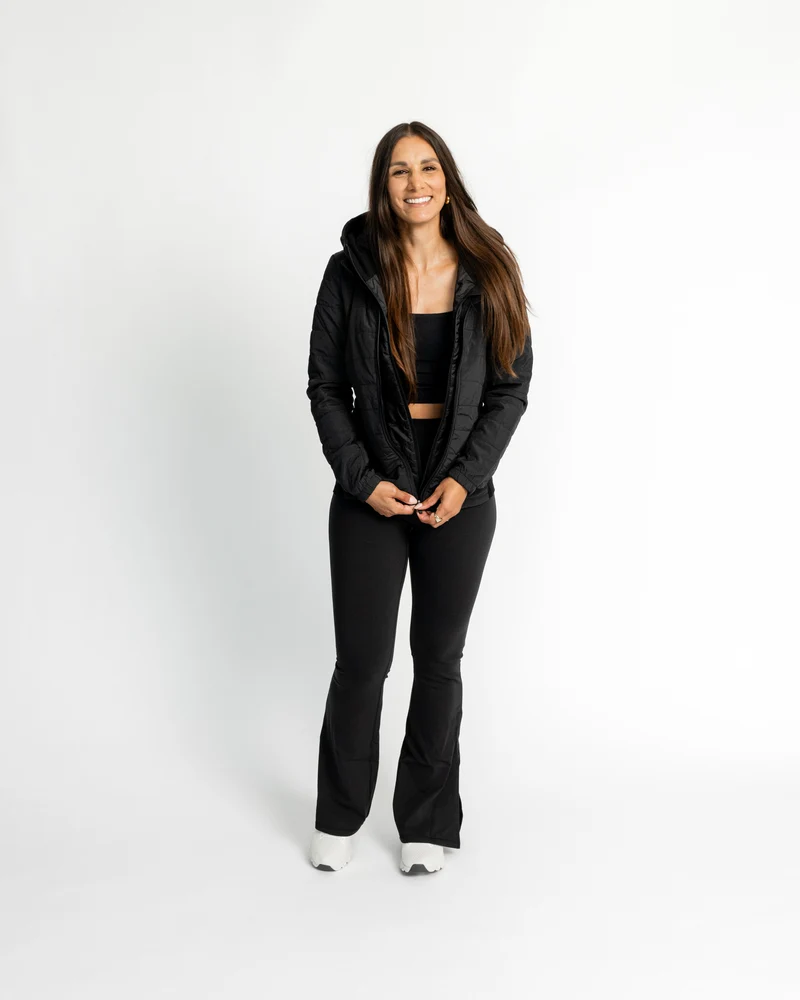 Double Zip Light Puffer Jacke (mit abnehmbarer Kapuze)