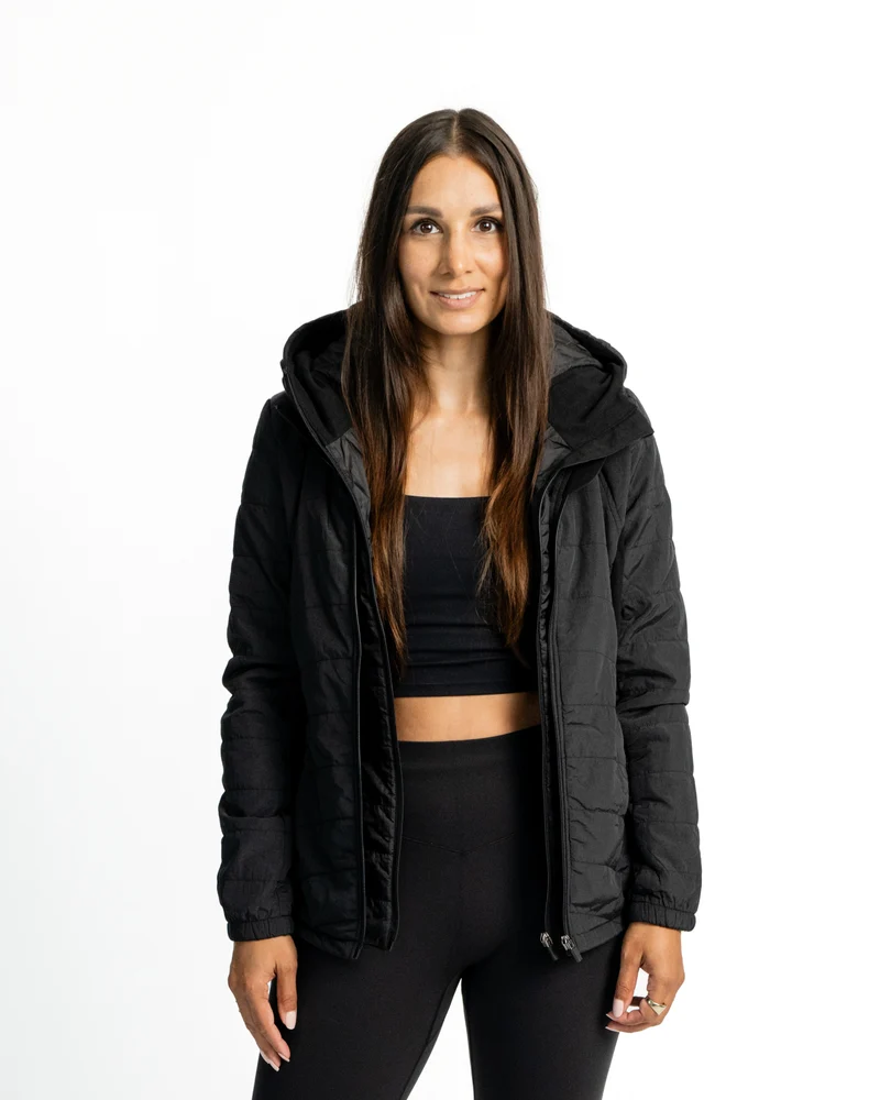 Double Zip Light Puffer Jacke (mit abnehmbarer Kapuze)